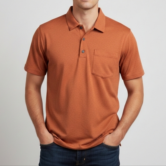Eddie Bauer Other - Eddie Bauer Adventurer Polo Shirt Men's Small Orange Short Sleeve Buttons Collar